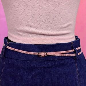 Vintage 2000s Y2K McBling Pink Silver Rhinestone Studded Skinny Micro Belt